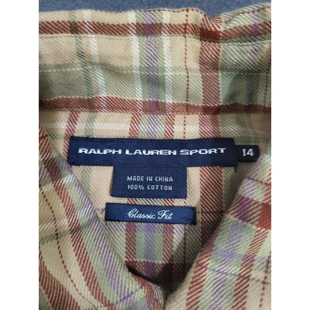 VTG Ralph Lauren Sport 90's Plaid Western Shirt SZ 14 Classic Fit Preppy Pearl S - Picture 6 of 6